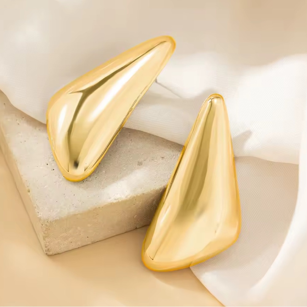 Vintage Punk Geometric Stud Gold Teardrop Earrings